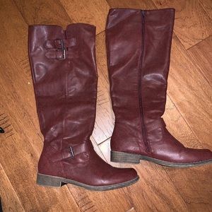 Maroon tall riding boots